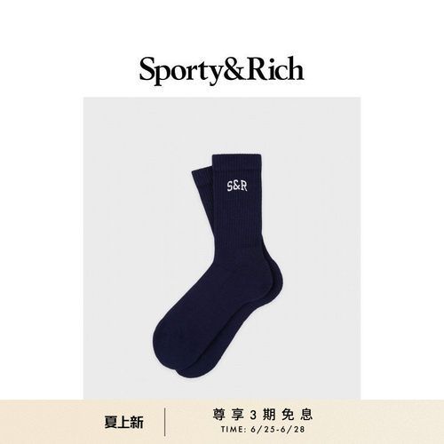 Sporty&Rich Off Duty系列男女同款潮酷S&R Ivy 百搭中筒袜