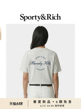 [春夏新品]Sporty&Rich 男女同款美式复古学院风字母印花T恤