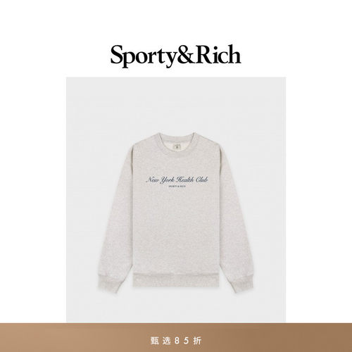 [甄选85折]Sporty&Rich Tennis系列男女同款休闲圆领字母logo卫衣