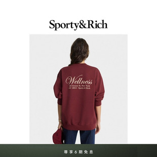 Park男女同款 Central Sporty&Rich 红色圆领卫衣上衣 明星同款