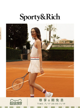Sporty&Rich Tennis系列女士SRC夏季无袖老钱网球风连衣裙裙子