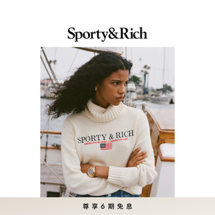 [秋冬新品]Sporty&Rich Nautical系列女士时尚高领针织毛衣上衣