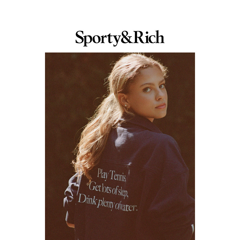 [秋冬新品]Sporty&Rich Tennis系列女士休闲运动立领拉链卫衣