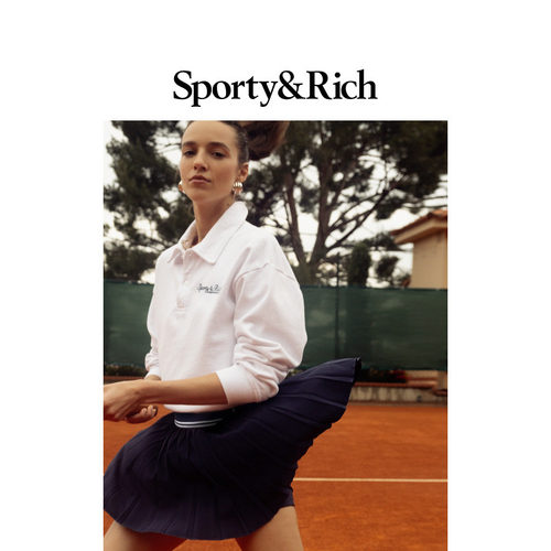 Sporty&Rich Tennis系列女士百搭休闲网球风长袖Polo卫衣上衣