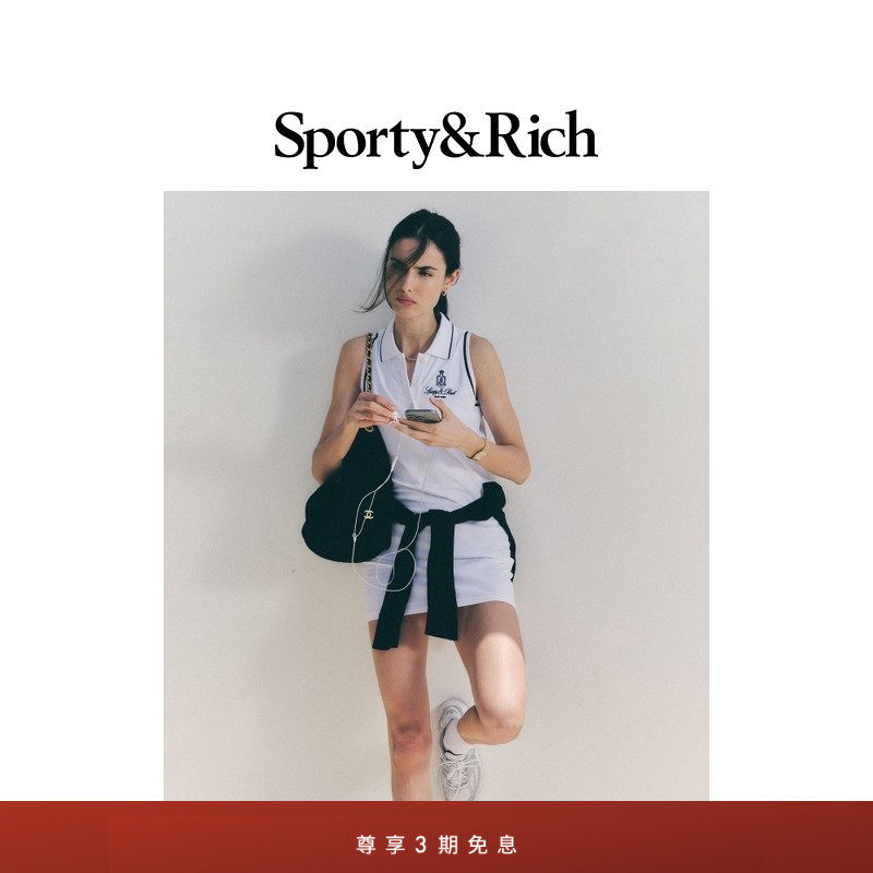 Sporty&Rich Tennis系列女士白色老钱Polo网球风无袖连衣裙短裙,女装/女士精品,POLO衫,淘宝优惠券,粉丝福利购,淘宝优惠卷