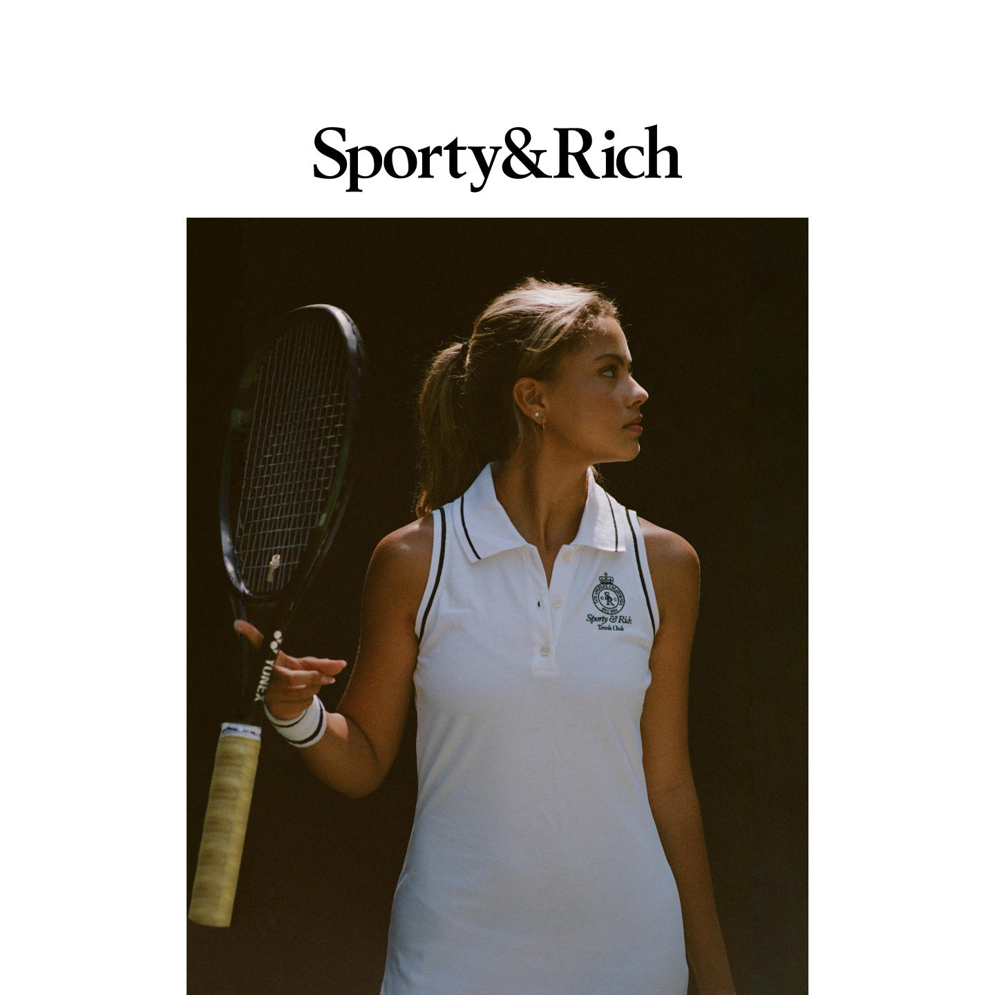 [七折礼遇]Sporty&Rich 女士白色老钱Polo网球风无袖连衣裙短裙图片