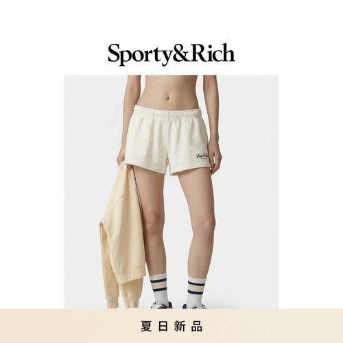[春夏新品]Sporty&Rich 女士经典美式刺绣logo休闲运动短裤