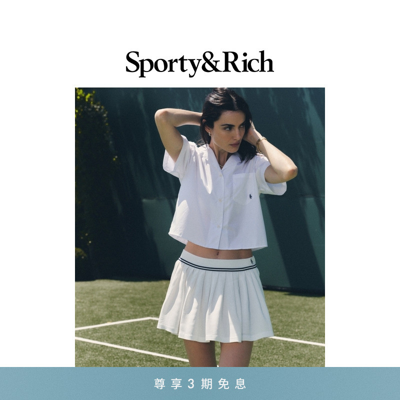 Sporty&Rich Tennis系列SRC女士夏季减龄气质学院风休闲短袖衬衫