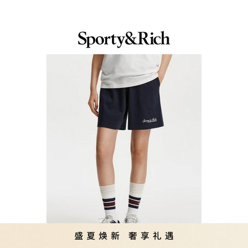 [甄选八折]Sporty&Rich 男女同款美式复古运动健身直筒短裤
