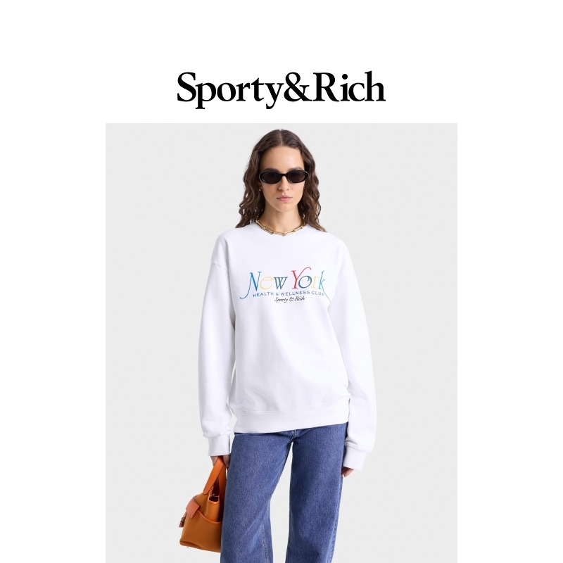 Sporty&Rich Sports系列男女同款美式休闲运动NY94彩色印花卫衣
