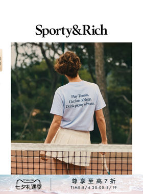 [甄选八折]Sporty&Rich 男女同款时尚字母网球运动短袖T恤上衣