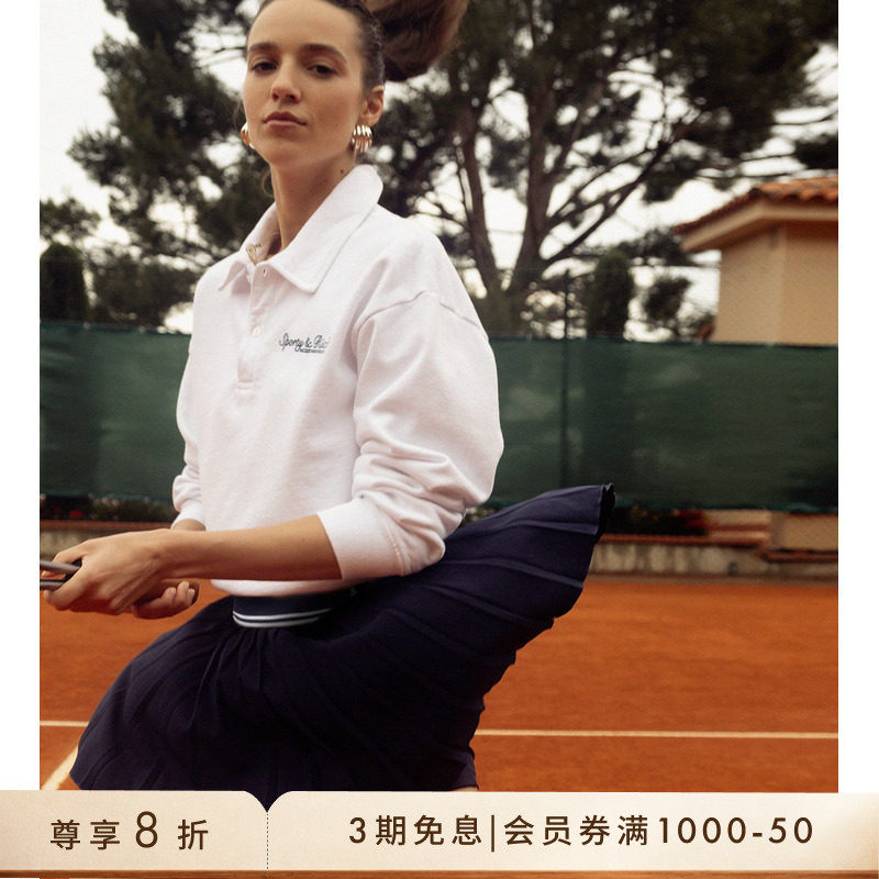 [甄选八折]Sporty&Rich Tennis系列女士网球风长袖Polo卫衣短裤