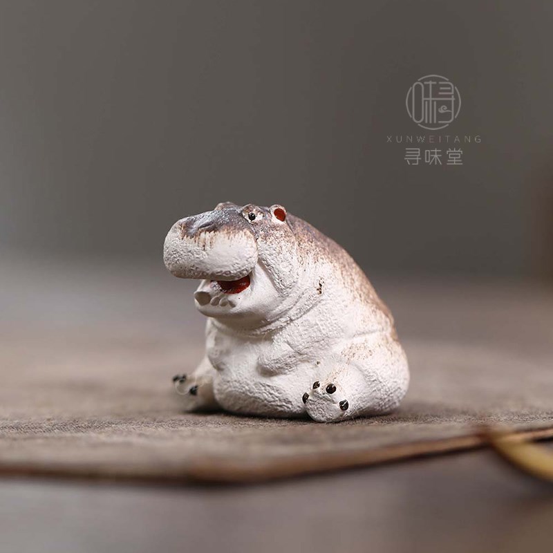 宜兴紫砂河马茶宠合辑财大气粗原矿手工可N养茶玩茶桌茶室小摆件