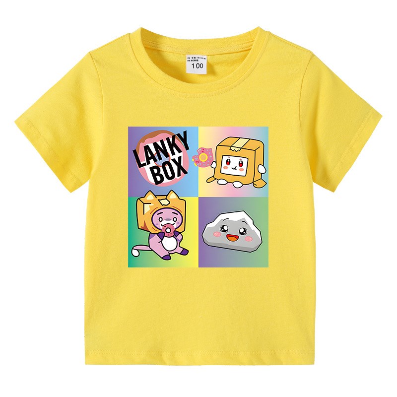 lankybox男女童t恤夏款2024新款中小童粉色上衣儿童短袖夏装