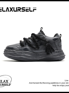 RELAXURSELF鞋子男鞋潮鞋百搭厚底隐形增高休闲鞋小黑情侣鞋舒适