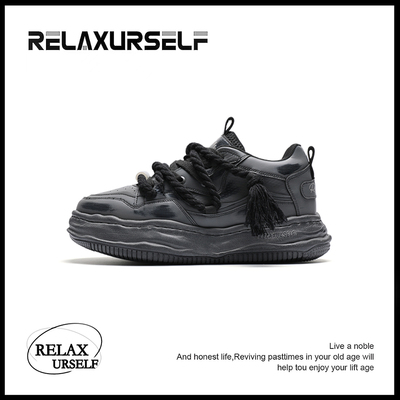RELAXURSELF鞋子男鞋潮鞋百搭厚底隐形增高休闲鞋小黑情侣鞋舒适