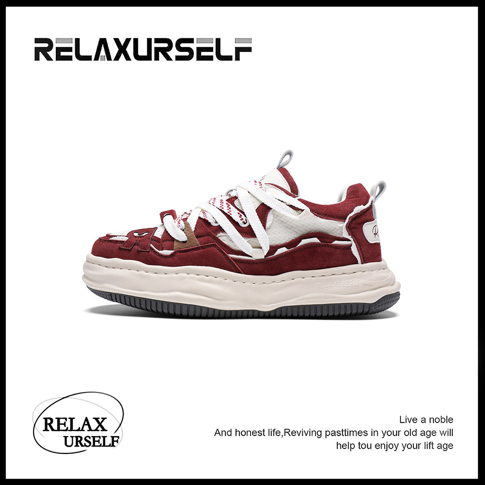 RELAXURSELF26年增高秋冬新系列圆头男鞋做旧7cm低帮休闲鞋情侣款