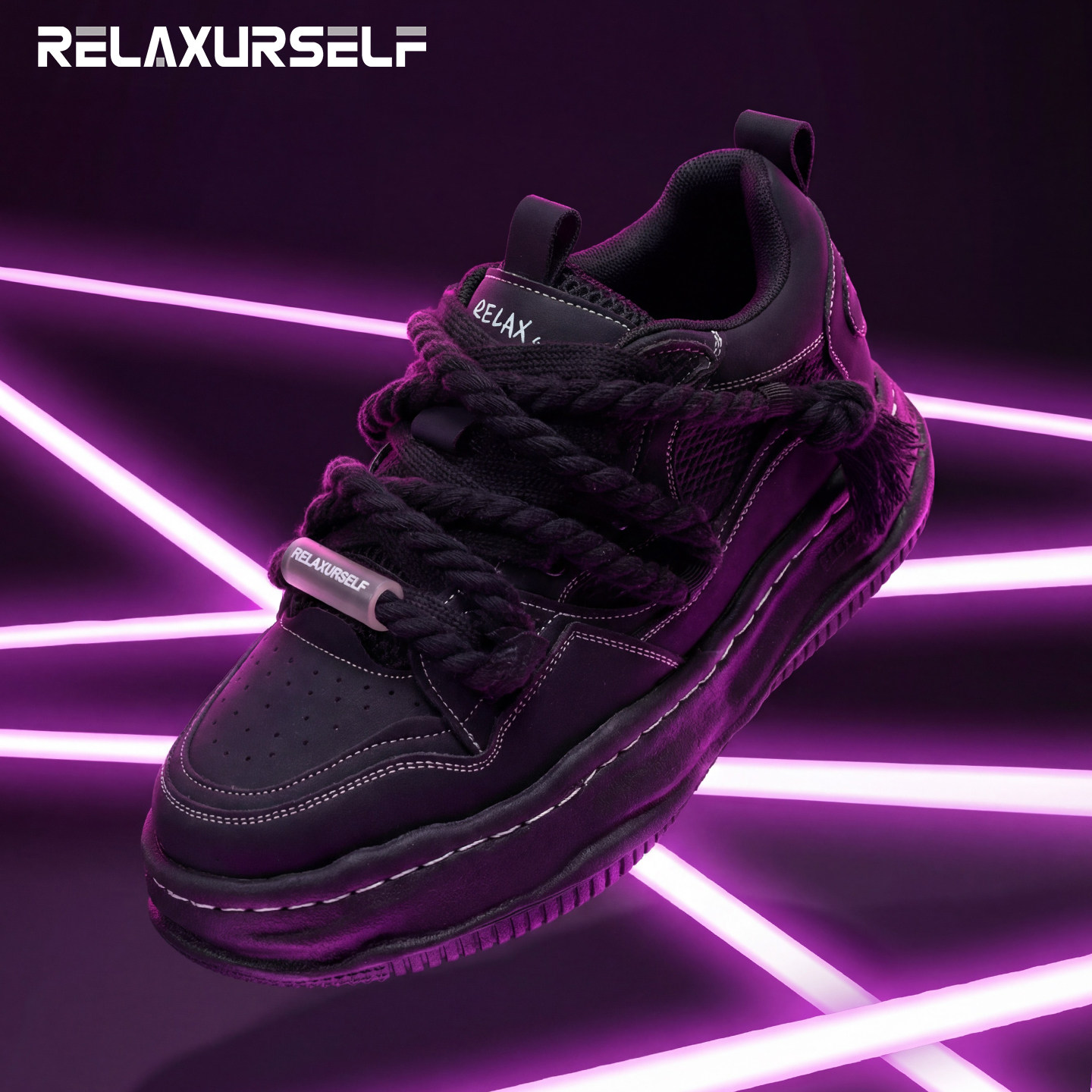 RELAXURSELF2025新款隐形增高鞋运动鞋情侣国潮黑色板鞋鞋子男鞋