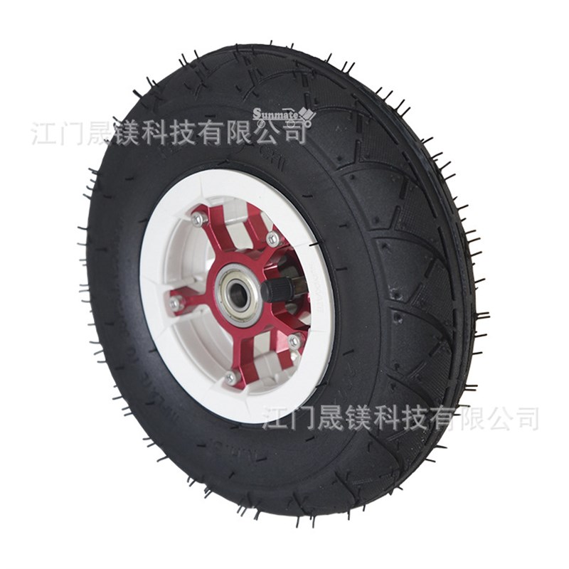 8寸铝合金橡胶充气轮电动滑板车橡胶轮充气轮轮毂轮辐内外轮胎