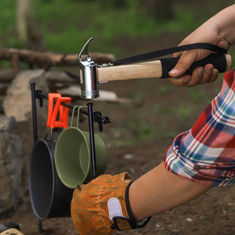 地钉锤户外海绵实木锤子露营多功能营钉锤帐篷天幕拔钉器鹰嘴锤