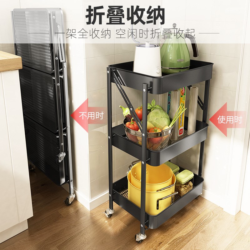 厨房置物架落地多层浴室卫生间客厅储物车免安装收纳车移动小推车