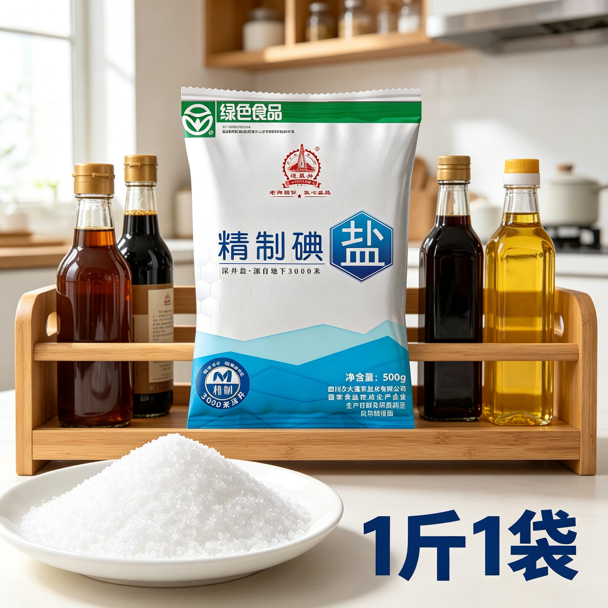 四川家用食用盐深井盐500g袋加碘精制食盐矿盐细盐炒菜盐巴
