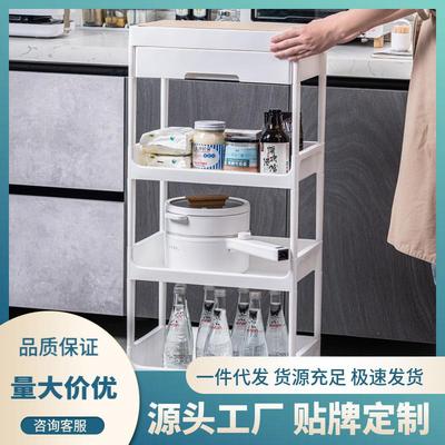 厨房收纳架防尘木板抽屉式置物架卫生间夹缝化妆品推车储物省空间