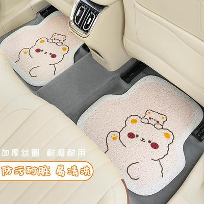 0丝圈卡通汽车脚垫 粗线熊通用车用单片耐脏脚垫 可爱汽车装饰脚