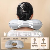U型枕植绒旅游出行可折叠按压充气枕头保护颈椎枕减震垫