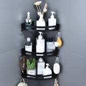 免打孔太空铝卫生间浴室置物架洗澡间三角形置物架黑色三角篮挂件