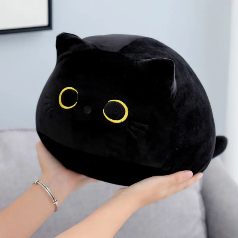 热卖可爱黑猫抱枕 卡通毛绒玩具软体公仔 睡觉床上玩偶