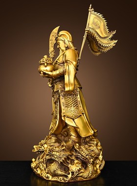 黄铜九龙关公铜像武财神摆件x铜关二爷家居旺铺乔迁开业工艺礼品