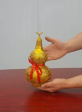 纯铜葫芦摆件黄铜铸造葫芦 铜器办公室客K厅工艺品礼品开盖铜葫芦