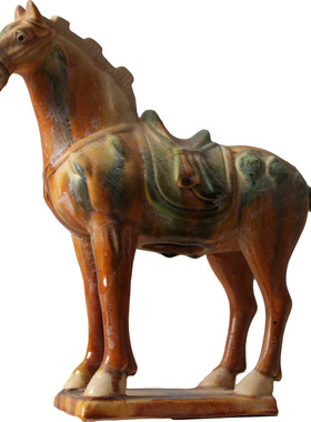 仿古陶瓷马摆件唐三彩六q骏马家居工艺品礼品马到成功招财马上有