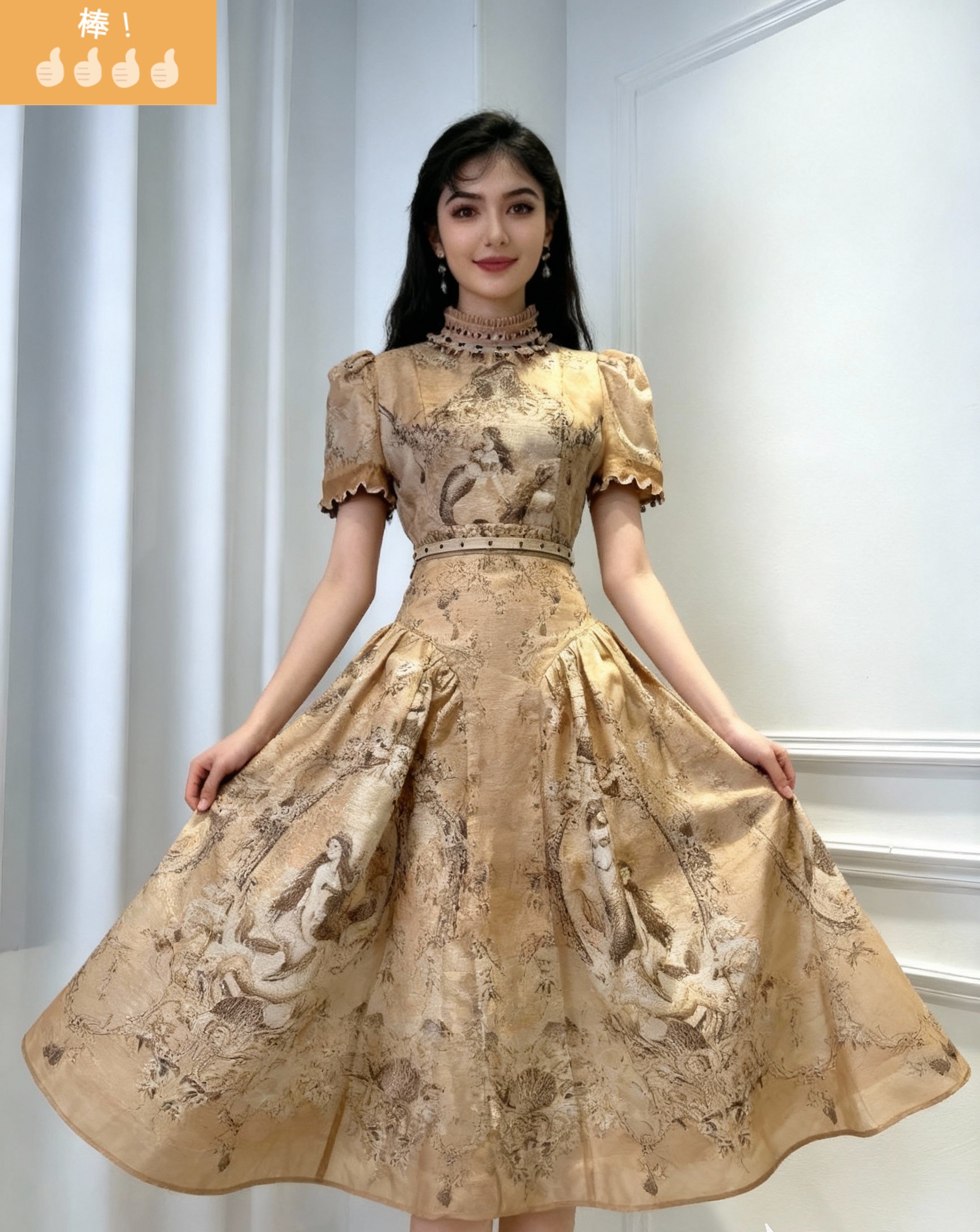 春秋新款立领碎花女士套装