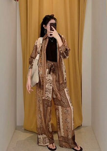 ID#Z852澳洲小众真丝翻领衬衫上衣+裤腿裤宽松版两件套#3@