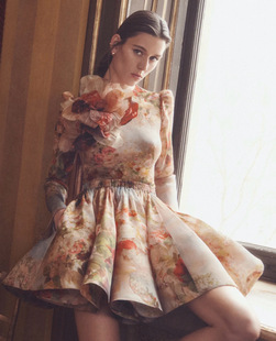 新款印花气质短裙-春秋澳大利亚短款晚礼服宴会婚礼年会#1023#3