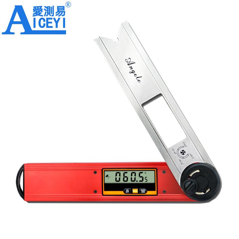 工厂IP54带水泡简易360度旋转测量电子数显量角器木工角度尺