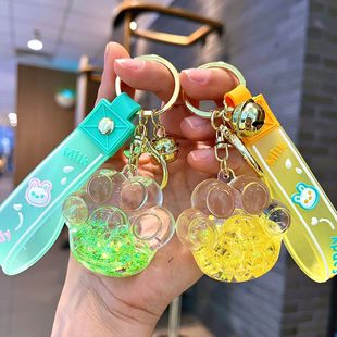 入油漂浮液体书包挂饰水晶流沙瓶亚克力钥匙链可爱挂件
