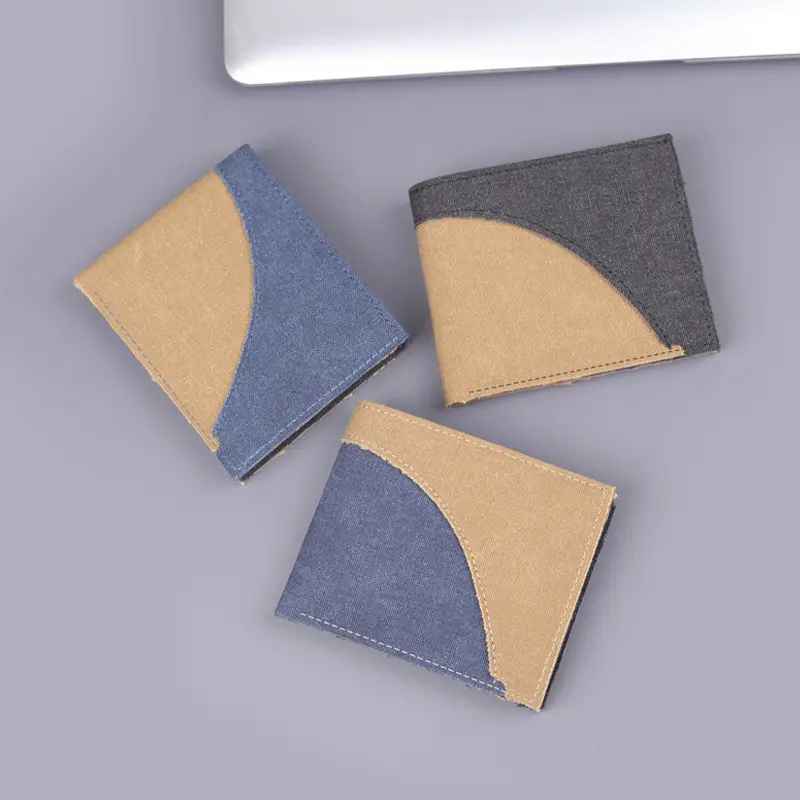 牛仔布短款钱包男款卡包一体9卡位男士帆布钱夹男式撞色皮夹软布,箱包皮具/热销女包/男包,钱包,淘宝优惠券,粉丝福利购,淘宝优惠卷