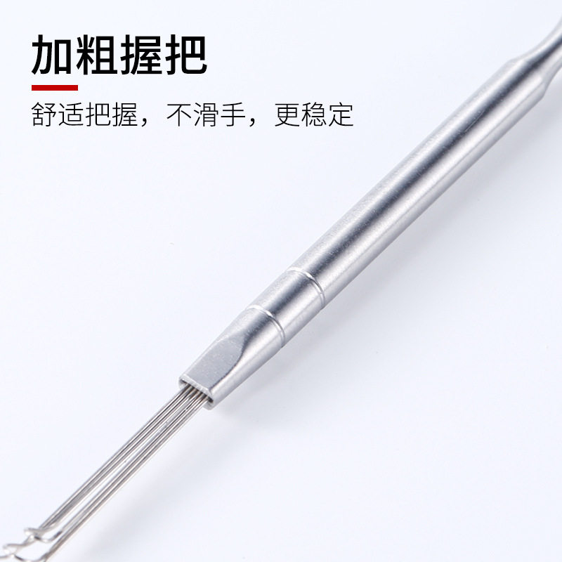 新款不锈钢双头耳勺按摩挖耳勺扣耳朵洁耳器采耳工具套装弹簧耳扒