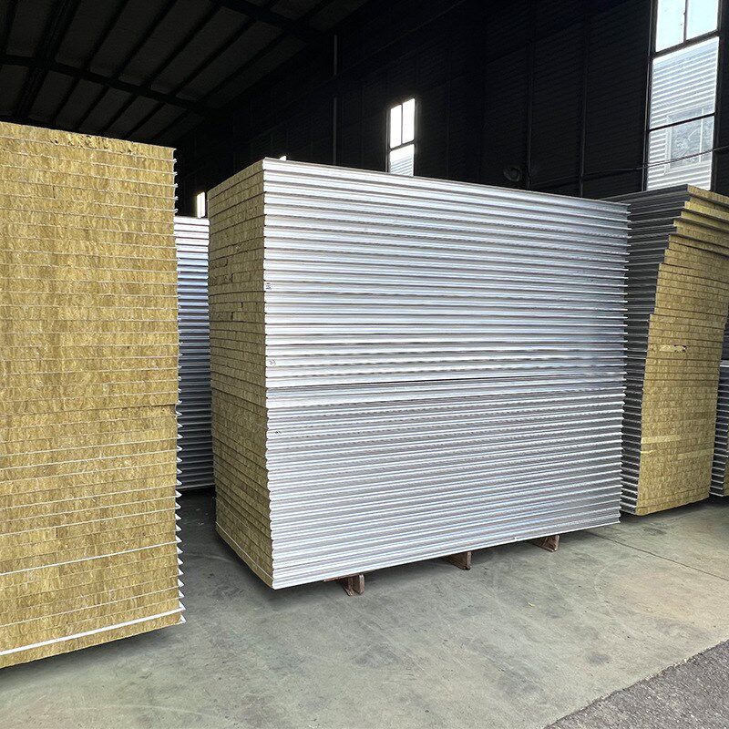 岩棉板岩棉夹芯板净化彩钢夹芯板机制保温防火岩棉夹芯彩钢板