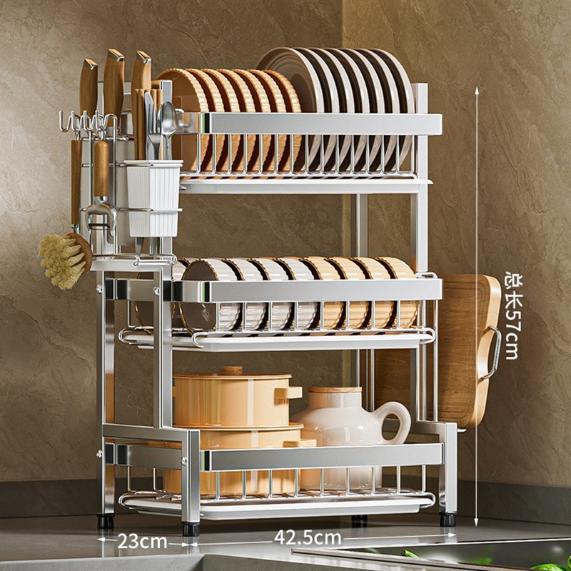 碗碟收纳架厨房置物架碗盘沥水架多功能放碗架碗筷餐具收纳盒碗柜