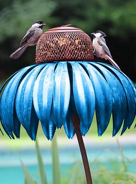 跨境 Sensation Pink Coneflower Bird Feeder 金属花朵喂鸟器
