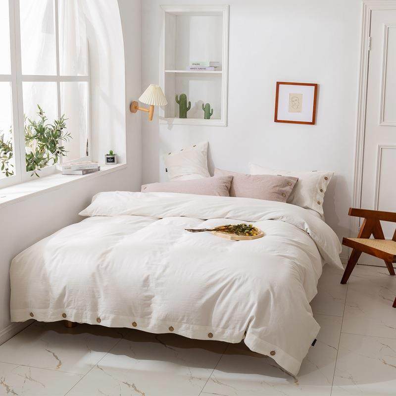 a类母婴级棉麻四件套日式简约纯色亚麻纽扣被套床笠床上用品,纺织面料/辅料/配套,纺织机械配件,淘宝优惠券,粉丝福利购,淘宝优惠卷