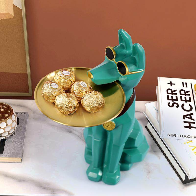 北欧装饰托盘玄关客厅茶几家居装饰小杜宾犬托盘摆件桌面摆件,纺织面料/辅料/配套,纺织机械配件,淘宝优惠券,粉丝福利购,淘宝优惠卷