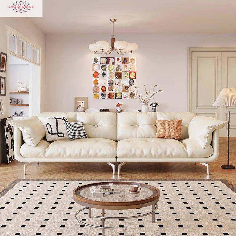 现代简约真皮沙发意式轻奢复古风小户型极简客厅简约云朵直排沙发,纺织面料/辅料/配套,纺织机械配件,淘宝优惠券,粉丝福利购,淘宝优惠卷