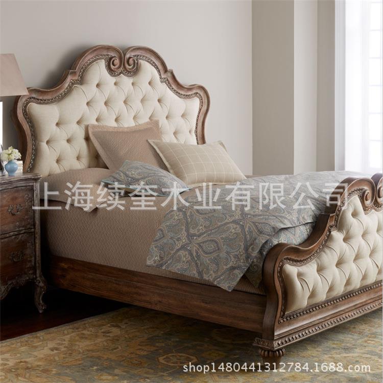 RH美式布艺实木双人床设计师出口别墅电商供应商家具