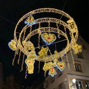 LED过街跨街灯爱心挂件亮化灯新年节日步行街商业街户外造型灯