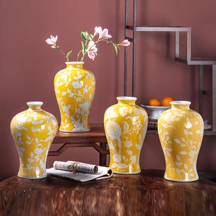 新中式花瓶梅瓶轻奢高档陶瓷彩绘插花花瓶复古客厅玄关餐桌摆件